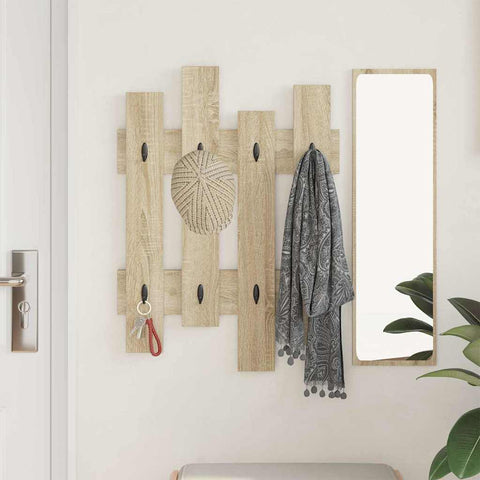 vidaXL Wall-Mounted Coat Rack Wall-mounted with Storage Sonoma oak Engineered wood