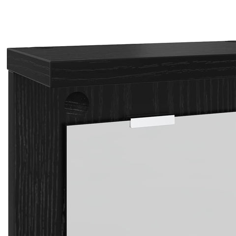 vidaXL Wall-Mounted Coat Rack with Shelf Wall-mounted with Mirror Black oak 85 x 10 x 45 cm