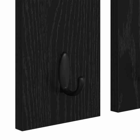 vidaXL Wall-Mounted Coat Rack with Shelf Wall-mounted with Mirror Black oak 85 x 10 x 45 cm