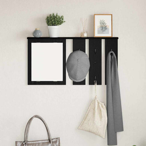 vidaXL Wall-Mounted Coat Rack with Shelf Wall-mounted with Mirror Black oak 85 x 10 x 45 cm