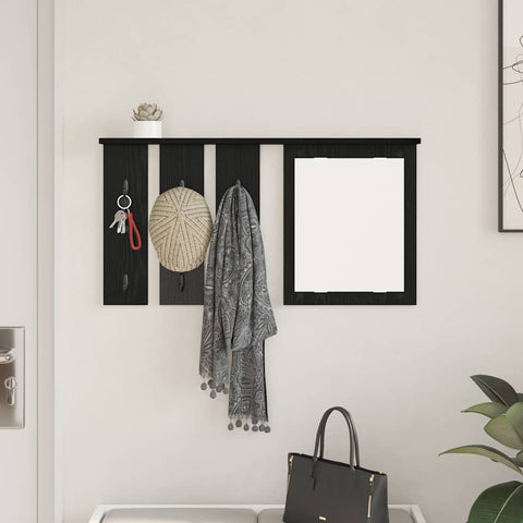 vidaXL Wall-Mounted Coat Rack with Shelf Wall-mounted with Mirror Black oak 85 x 10 x 45 cm