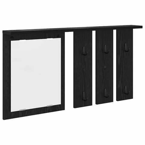 vidaXL Wall-Mounted Coat Rack with Shelf Wall-mounted with Mirror Black oak 85 x 10 x 45 cm