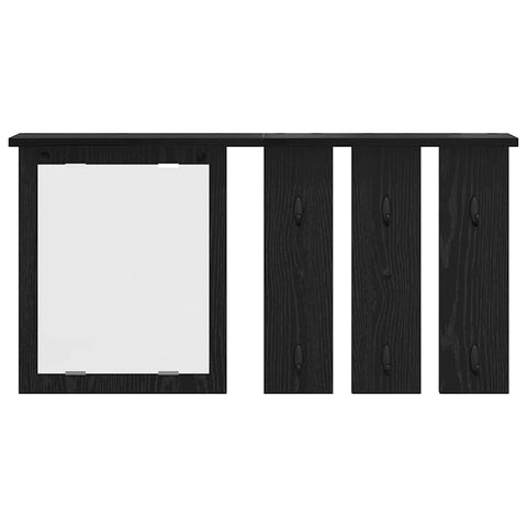 vidaXL Wall-Mounted Coat Rack with Shelf Wall-mounted with Mirror Black oak 85 x 10 x 45 cm