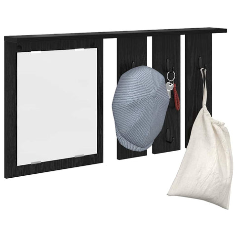 vidaXL Wall-Mounted Coat Rack with Shelf Wall-mounted with Mirror Black oak 85 x 10 x 45 cm