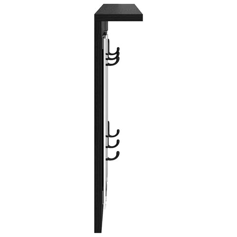 vidaXL Wall-Mounted Coat Rack with Shelf Wall-mounted with Mirror Black oak 85 x 10 x 45 cm