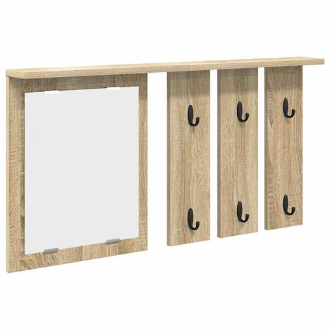 vidaXL Wall-Mounted Coat Rack with Shelf Wall-mounted with Mirror Sonoma oak 85 x 10 x 45 cm