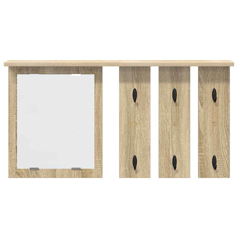 vidaXL Wall-Mounted Coat Rack with Shelf Wall-mounted with Mirror Sonoma oak 85 x 10 x 45 cm