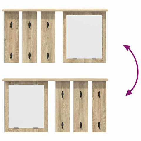 vidaXL Wall-Mounted Coat Rack with Shelf Wall-mounted with Mirror Sonoma oak 85 x 10 x 45 cm