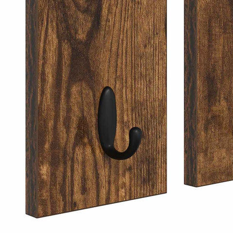 vidaXL Wall-Mounted Coat Rack with Shelf Wall-mounted with Mirror Smoked oak 85 x 10 x 45 cm