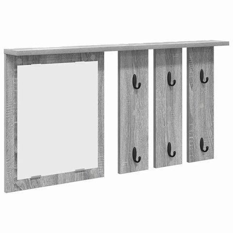 vidaXL Wall-Mounted Coat Rack with Shelf Wall-mounted with Mirror Grey sonoma 85 x 10 x 45 cm