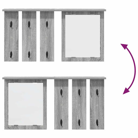 vidaXL Wall-Mounted Coat Rack with Shelf Wall-mounted with Mirror Grey sonoma 85 x 10 x 45 cm