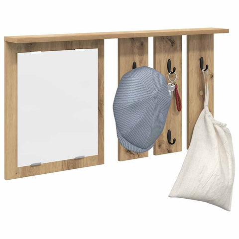 vidaXL Wall-Mounted Coat Rack with Shelf Wall-mounted with Mirror Artisan oak 85 x 10 x 45 cm