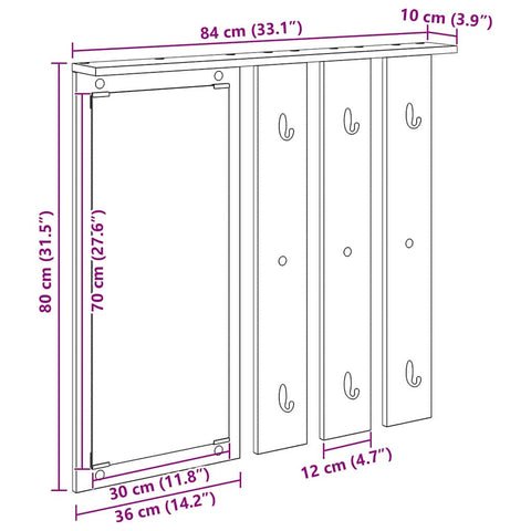 vidaXL Wall-Mounted Coat Rack White 84 x 10 x 80 cm Engineered wood