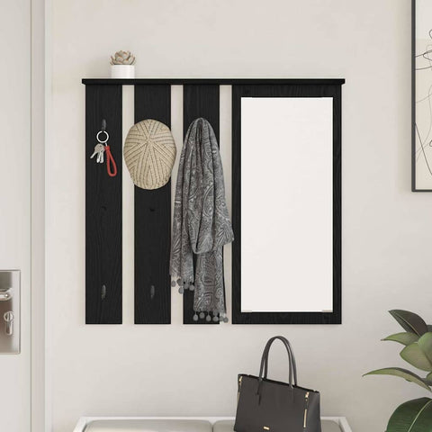 vidaXL Wall-Mounted Coat Rack with Shelf Wall-mounted with Mirror Black oak 84 x 10 x 80 cm