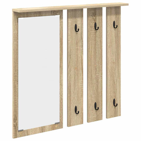 vidaXL Wall-Mounted Coat Rack with Shelf Wall-mounted with Mirror Sonoma oak 84 x 10 x 80 cm