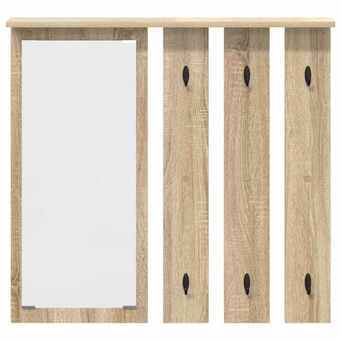 vidaXL Wall-Mounted Coat Rack with Shelf Wall-mounted with Mirror Sonoma oak 84 x 10 x 80 cm