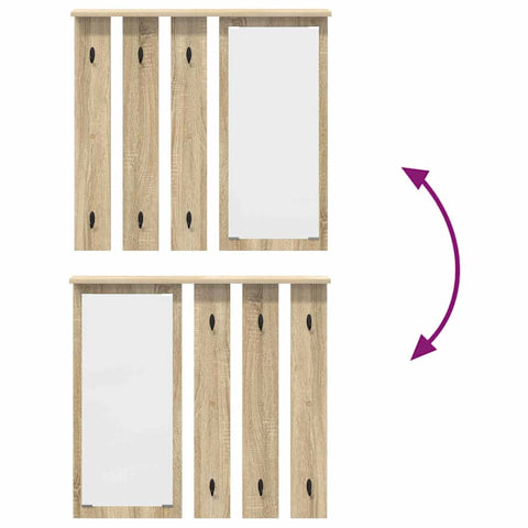 vidaXL Wall-Mounted Coat Rack with Shelf Wall-mounted with Mirror Sonoma oak 84 x 10 x 80 cm
