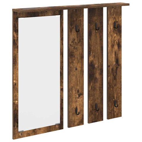 vidaXL Wall-Mounted Coat Rack with Shelf Wall-mounted with Mirror Smoked oak 84 x 10 x 80 cm