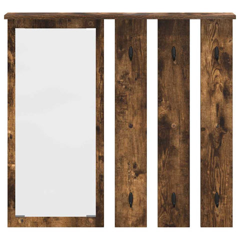 vidaXL Wall-Mounted Coat Rack with Shelf Wall-mounted with Mirror Smoked oak 84 x 10 x 80 cm