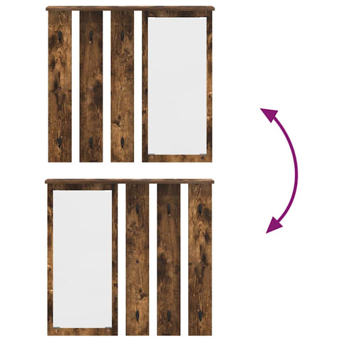 vidaXL Wall-Mounted Coat Rack with Shelf Wall-mounted with Mirror Smoked oak 84 x 10 x 80 cm