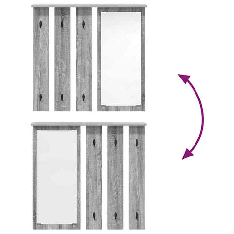 vidaXL Wall-Mounted Coat Rack with Shelf Wall-mounted with Mirror Grey sonoma 84 x 10 x 80 cm