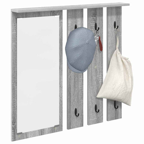 vidaXL Wall-Mounted Coat Rack with Shelf Wall-mounted with Mirror Grey sonoma 84 x 10 x 80 cm
