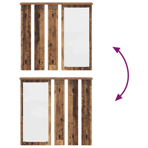 vidaXL Wall-Mounted Coat Rack Old wood 84 x 10 x 80 cm Engineered wood