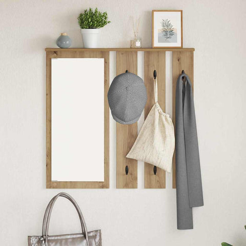 vidaXL Wall-Mounted Coat Rack with Shelf Wall-mounted with Mirror Artisan oak 84 x 10 x 80 cm