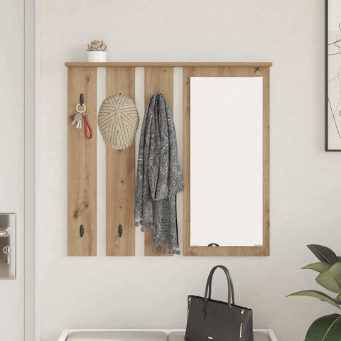 vidaXL Wall-Mounted Coat Rack with Shelf Wall-mounted with Mirror Artisan oak 84 x 10 x 80 cm