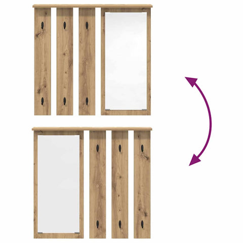 vidaXL Wall-Mounted Coat Rack with Shelf Wall-mounted with Mirror Artisan oak 84 x 10 x 80 cm
