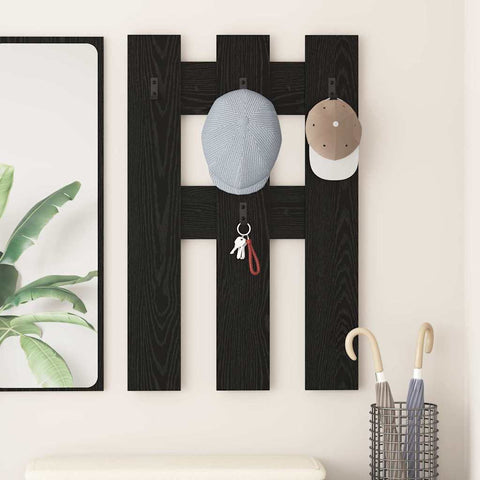 vidaXL Wall-Mounted Coat Rack Wall-mounted with Storage Black oak Engineered wood