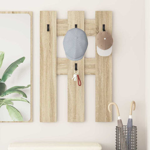vidaXL Wall-Mounted Coat Rack Wall-mounted with Storage Sonoma oak Engineered wood