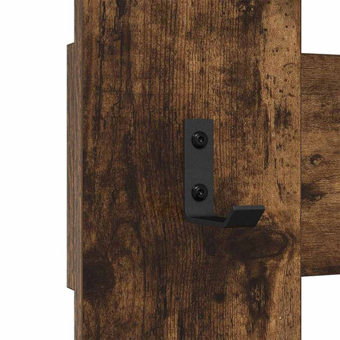 vidaXL Wall-Mounted Coat Rack Wall-mounted with Storage Smoked oak Engineered wood