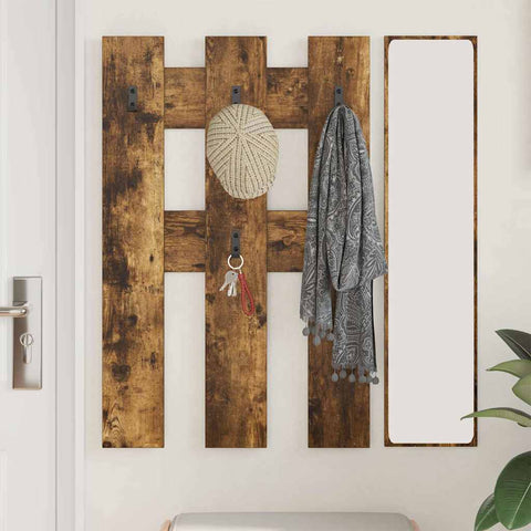 vidaXL Wall-Mounted Coat Rack Wall-mounted with Storage Smoked oak Engineered wood