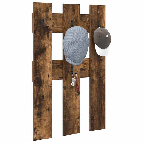vidaXL Wall-Mounted Coat Rack Wall-mounted with Storage Smoked oak Engineered wood