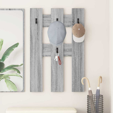vidaXL Wall-Mounted Coat Rack Wall-mounted with Storage Grey sonoma Engineered wood