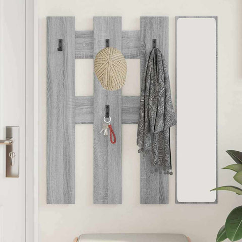 vidaXL Wall-Mounted Coat Rack Wall-mounted with Storage Grey sonoma Engineered wood