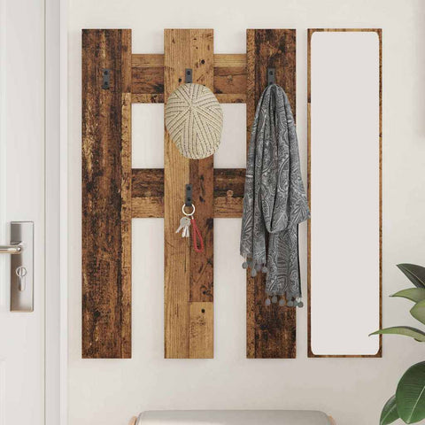 vidaXL Wall-Mounted Coat Rack Wall-mounted with Storage Old wood Engineered wood