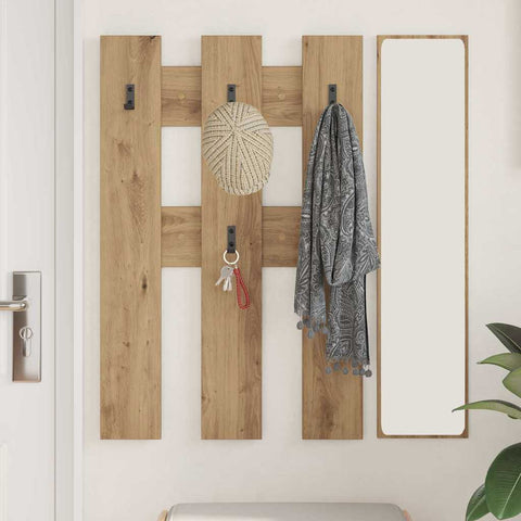 vidaXL Wall-Mounted Coat Rack Wall-mounted with Storage Artisan oak Engineered wood