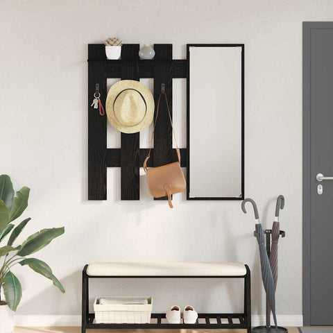 vidaXL Wall-Mounted Coat Rack Wall-mounted with Storage with Mirror Black oak 100 x 10 x 100 cm