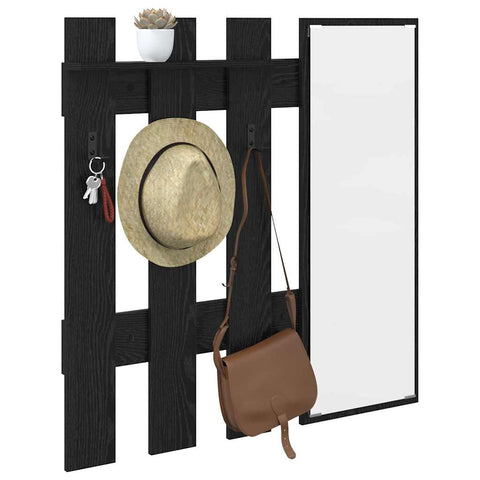 vidaXL Wall-Mounted Coat Rack Wall-mounted with Storage with Mirror Black oak 100 x 10 x 100 cm