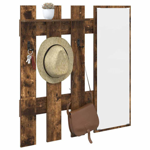 vidaXL Wall-Mounted Coat Rack Smoked oak 100 x 10 x 100 cm
