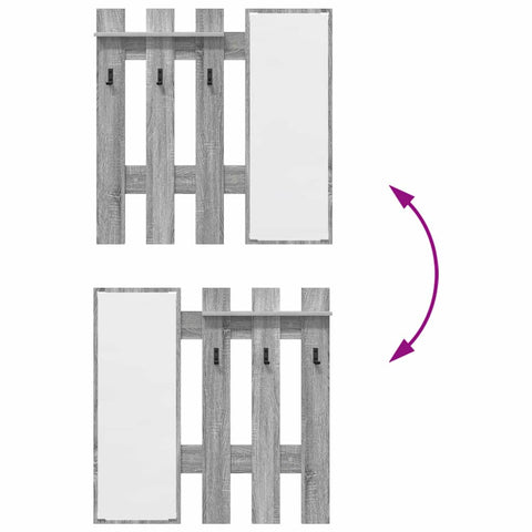 vidaXL Wall-Mounted Coat Rack Grey sonoma 100 x 10 x 100 cm