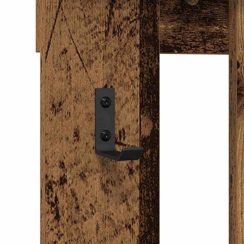 vidaXL Wall-Mounted Coat Rack Wall-mounted with Storage with Mirror Old wood 100 x 10 x 100 cm