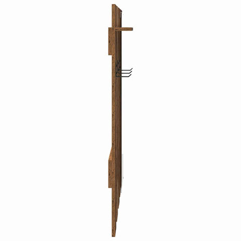 vidaXL Wall-Mounted Coat Rack Wall-mounted with Storage with Mirror Old wood 100 x 10 x 100 cm