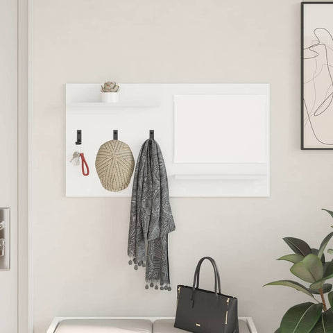 vidaXL Wall-Mounted Coat Rack with Shelf Wall-mounted with Storage with Mirror White Engineered wood