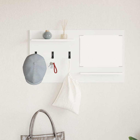 vidaXL Wall-Mounted Coat Rack with Shelf Wall-mounted with Storage with Mirror White Engineered wood