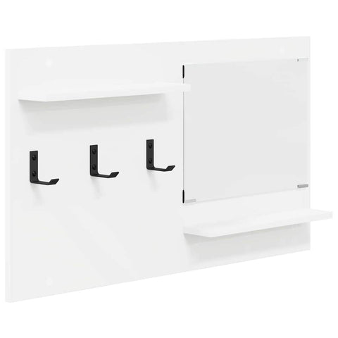 vidaXL Wall-Mounted Coat Rack with Shelf Wall-mounted with Storage with Mirror White Engineered wood