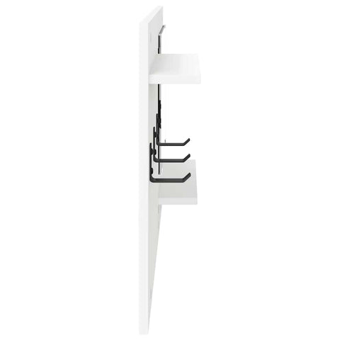 vidaXL Wall-Mounted Coat Rack with Shelf Wall-mounted with Storage with Mirror White Engineered wood