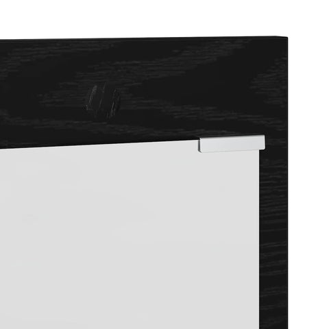 vidaXL Wall-Mounted Coat Rack with Shelf Wall-mounted with Storage with Mirror Black oak Engineered wood